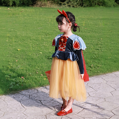 发光白雪公主裙子迪士尼穿搭cos服万圣节女童连衣裙服装服饰衣服