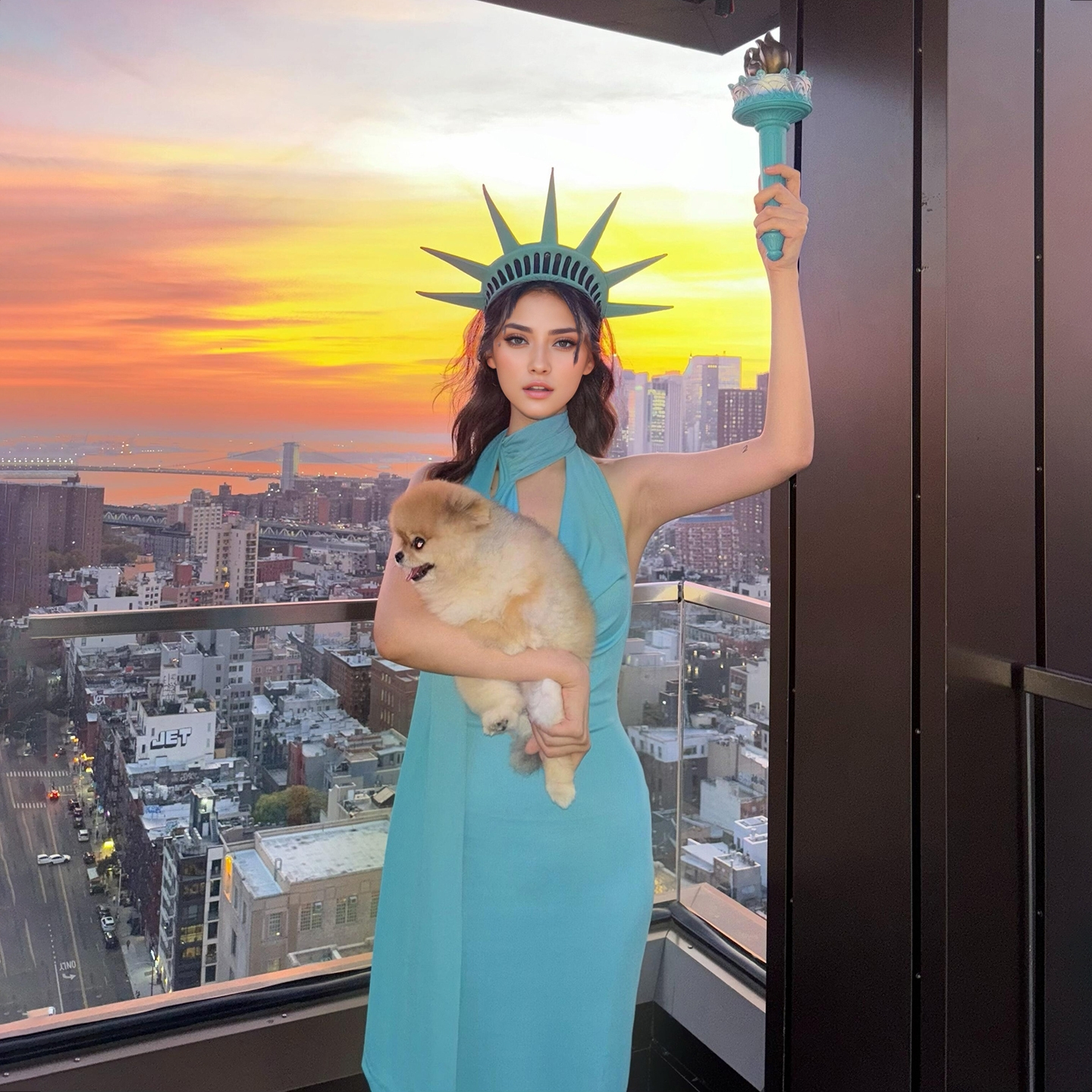 自由女神cosplay服万圣节服装服饰装扮衣服成人化妆舞会大人装饰