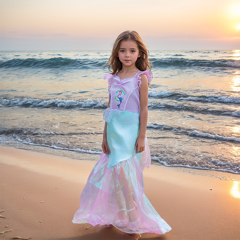 万圣节儿童服装小美人鱼cosplay服公主装女童可爱衣服配饰连衣裙