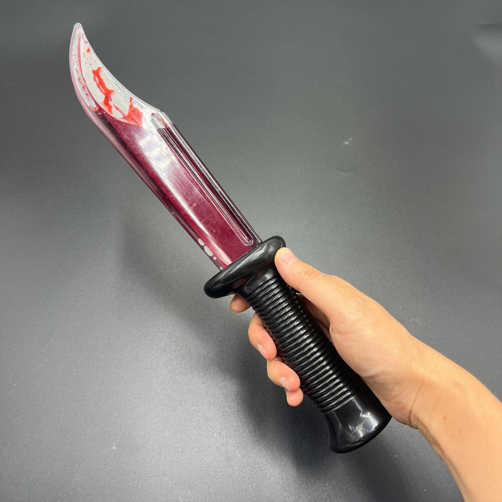万圣节流血刀仿真塑料血液假刀舞台cosplay表演道具整蛊带血尖刀