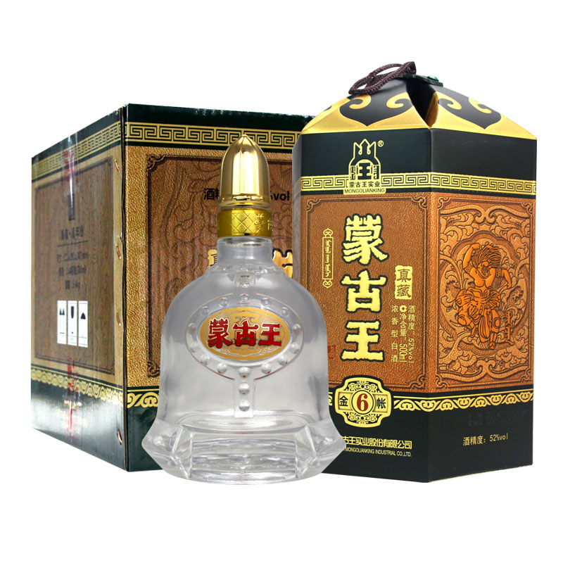 4瓶装蒙古王52度金帐六系列整箱500ml*4 高度浓香草原特产白酒