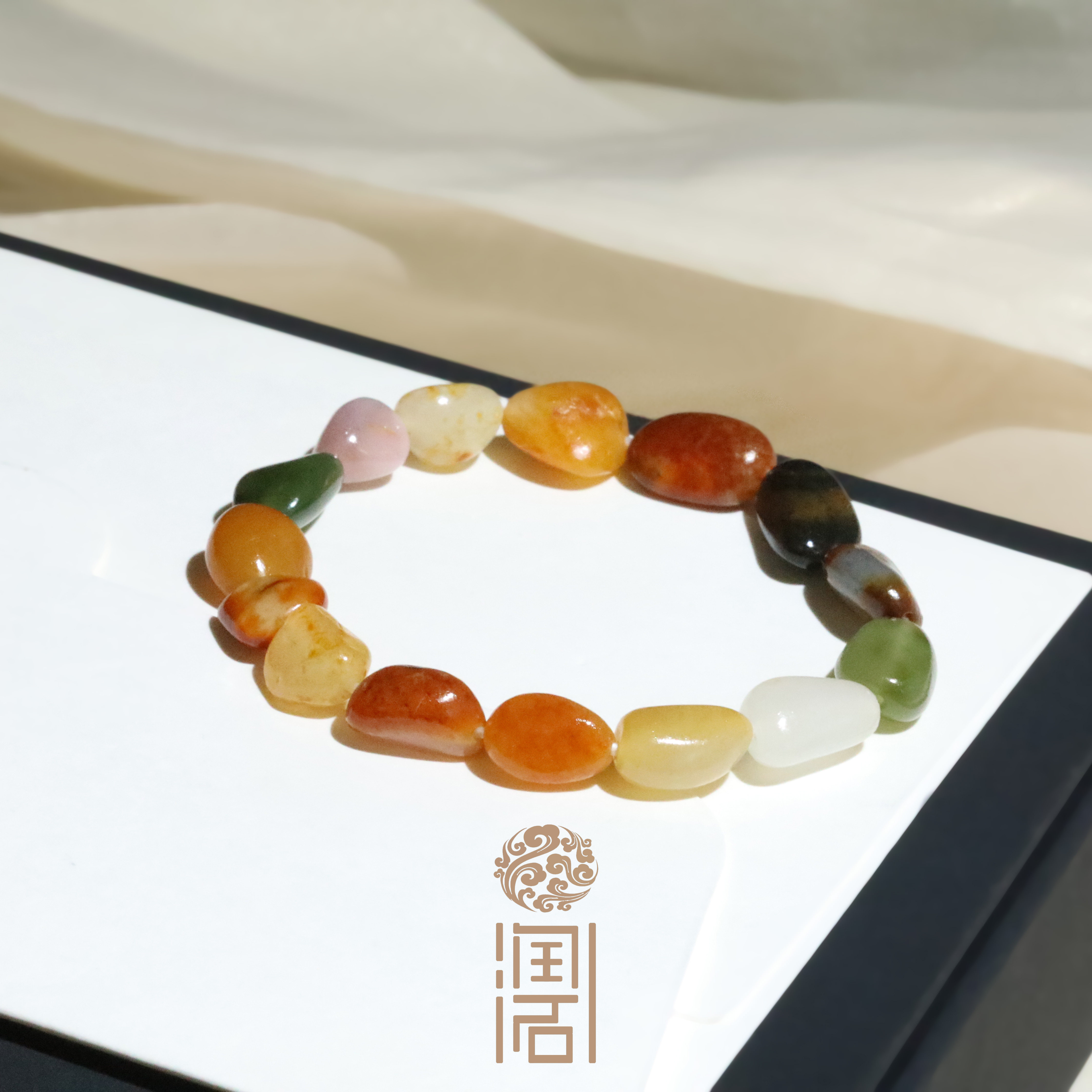 【姑苏润石堂】在售13克天然新疆和田玉籽料多宝原石手链手串