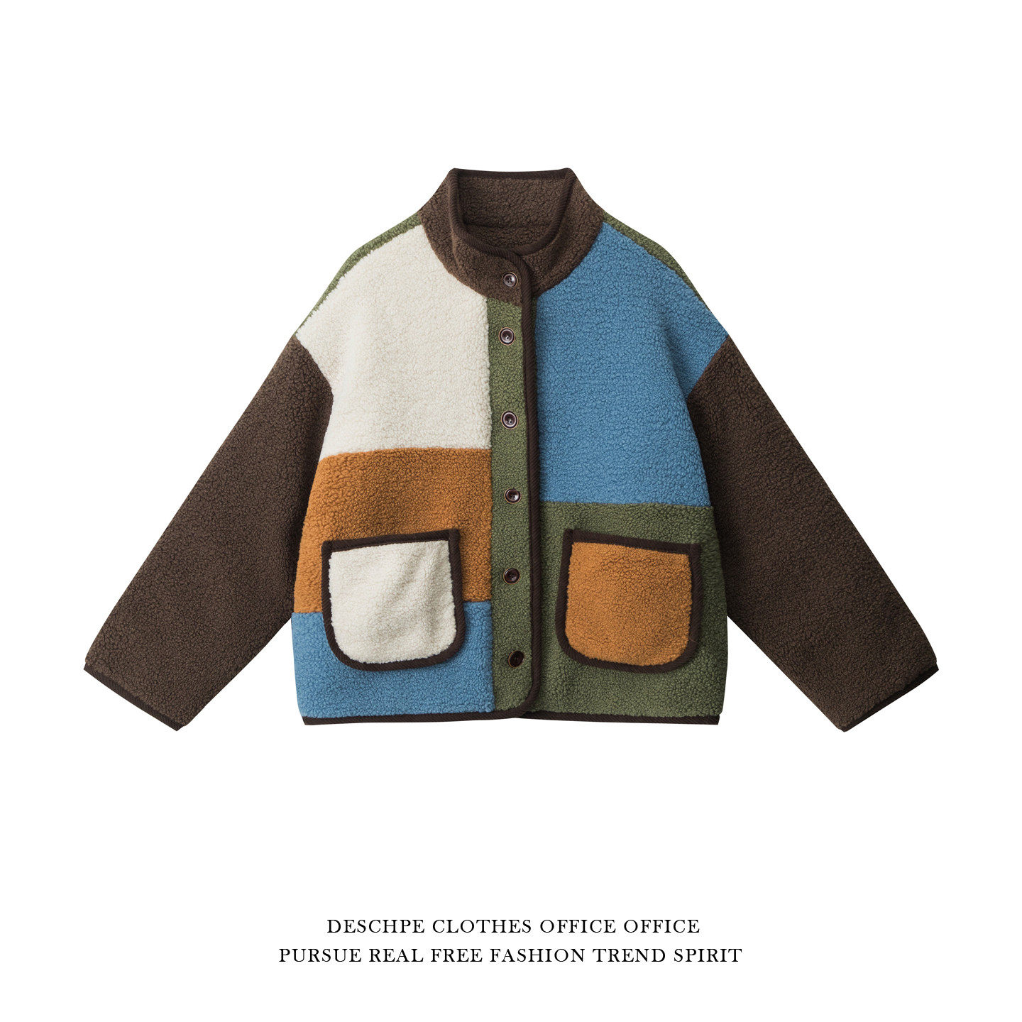 日系冬装羊羔毛拼色棉衣外套男女