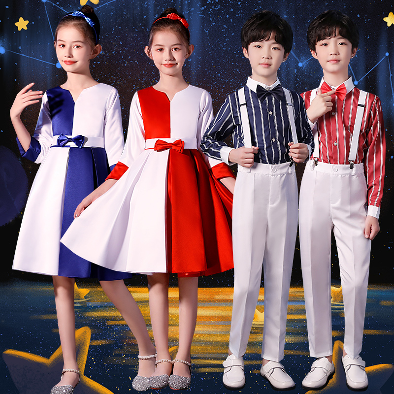 儿童演出服合唱朗诵比赛礼服女童