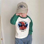 打底衫 男童女童蜘蛛侠长袖 纯棉宝宝动漫上衣春秋儿童卡通T恤春装