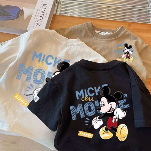 儿童Mickey Mouse短袖宝宝米奇T恤夏季新款男童女童卡通半袖上衣
