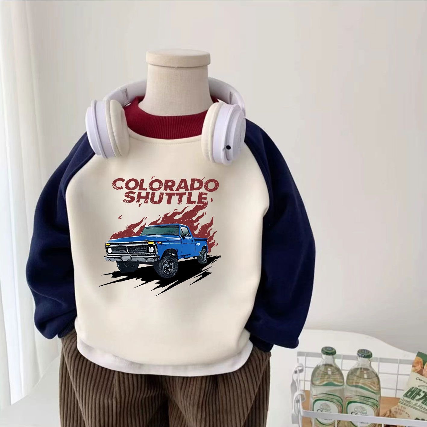 男童女童卡通动漫加绒卫衣2025新款秋冬宝宝汽车长袖加厚上衣保暖