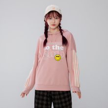 Adidas阿迪达斯粉色卫衣女子长袖套头衫2024春季连帽运动服H45535