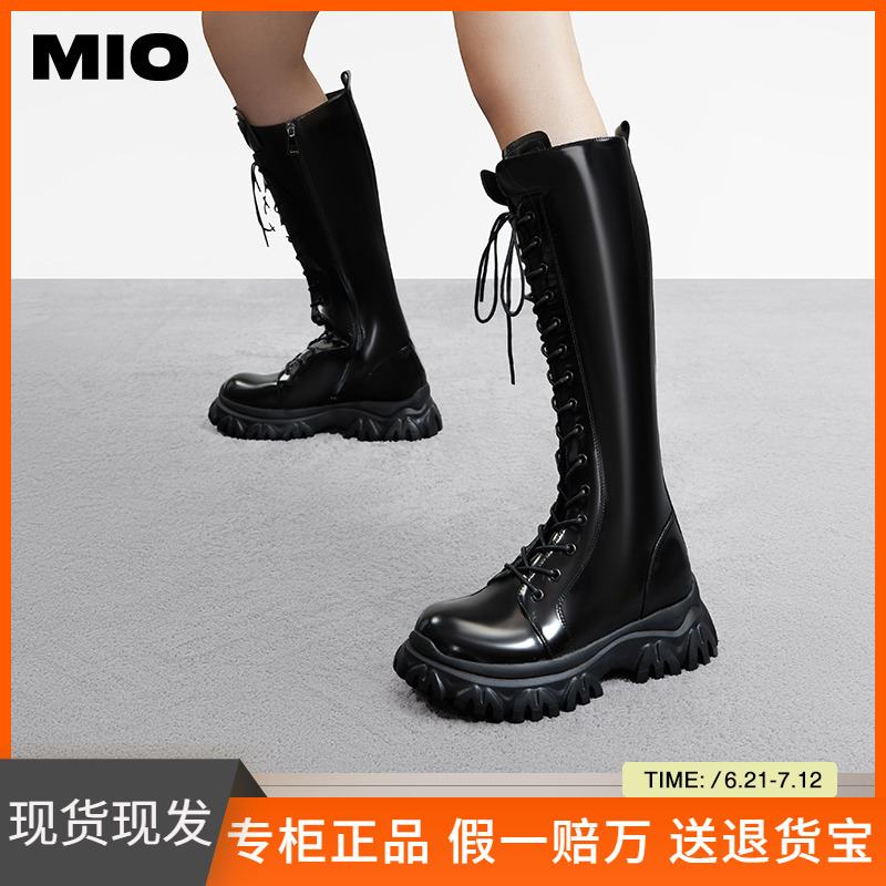 [郑秀妍同款]MIO米奥冬骑士靴摩登时髦长筒靴英伦风酷飒女靴