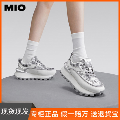 MIO米奥2025年圆头厚底时尚休闲鞋国风提花帮面老爹鞋女鞋阿甘鞋
