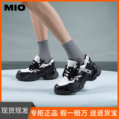 MIO米奥秋季圆头高跟复古街潮运动老爹鞋舒适厚底炫酷休闲鞋女鞋