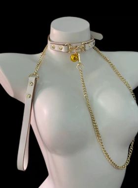 铃铛项圈情趣型项圈情调小狗女choker加粗牵引绳颈环情侣项链高级