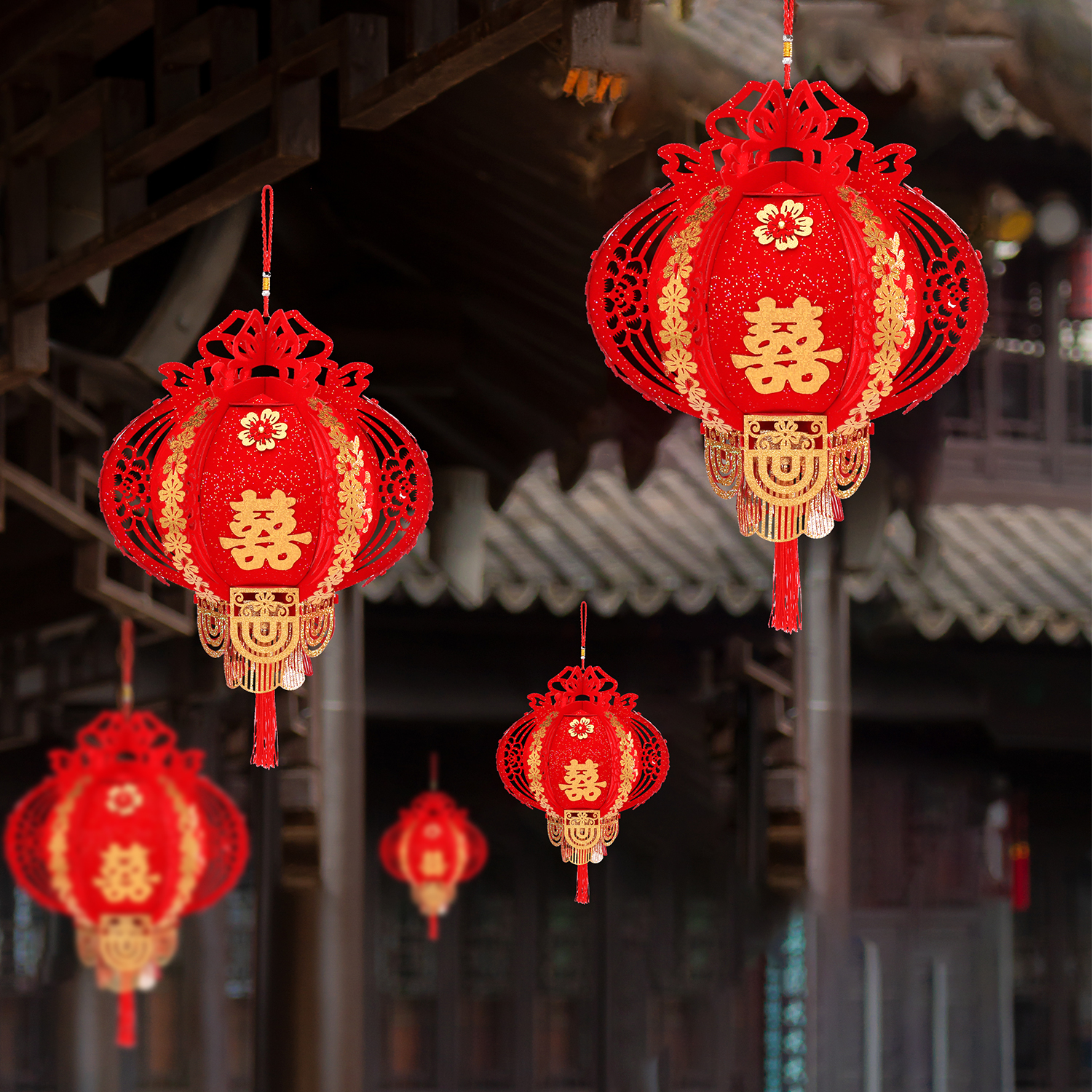 结婚用品大全立体大红灯笼喜庆挂饰宫灯婚房布置婚庆婚礼场景装饰