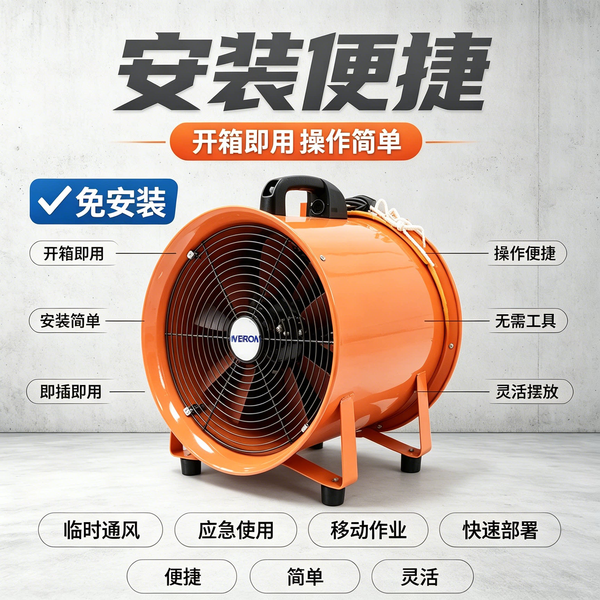 工业级轴流风机220v商用低噪音排风扇车间厂房快速排烟换气抽风机图片