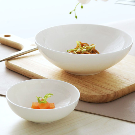 景德镇盘子菜盘家用陶瓷炒菜碟子餐具中式深盘简约圆形碟汤盘饭盘