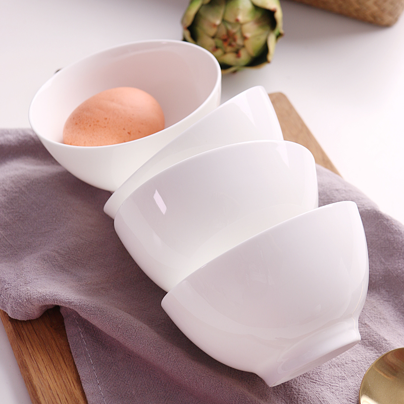 白色骨瓷圆形吃饭组合套装餐碗