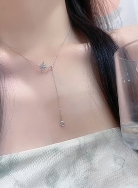 八芒星项链ins钛钢O字链女锆石