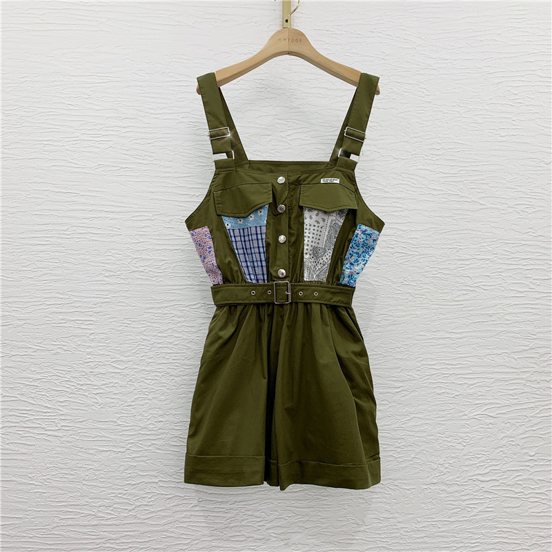 欧洲站2021年夏季拼接碎花吊带