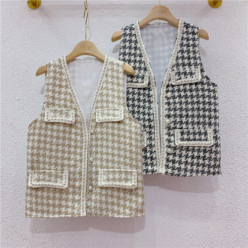 重工钉珠千鸟格名媛风减龄马夹