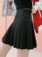 大码 港风黑色百褶裙女春秋胖mm字母收腹弹力高腰半身裙a字短裙子