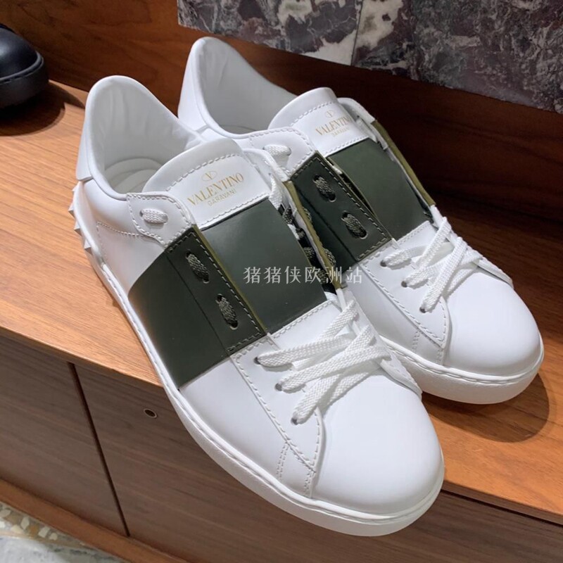 正品valentino/华伦天奴女鞋经典铆钉拼色小白鞋平底休闲板鞋