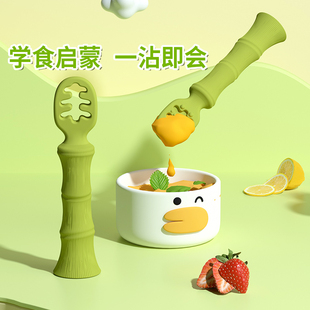 酷易宝宝沾沾勺硅胶米糊勺辅食勺子6个月以上新生婴儿专用舔舔勺