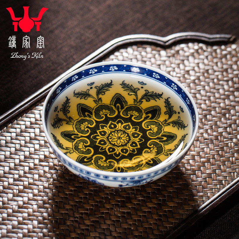 钟家窑主人杯单杯 景德镇柴窑青花手绘如意宝相花纹功夫高档茶杯,餐饮具,茶杯,淘宝优惠券,粉丝福利购,淘宝优惠卷