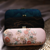 雅集原创手工苏锦刺绣复古文艺近视太阳墨镜眼镜盒女便携式 收纳盒