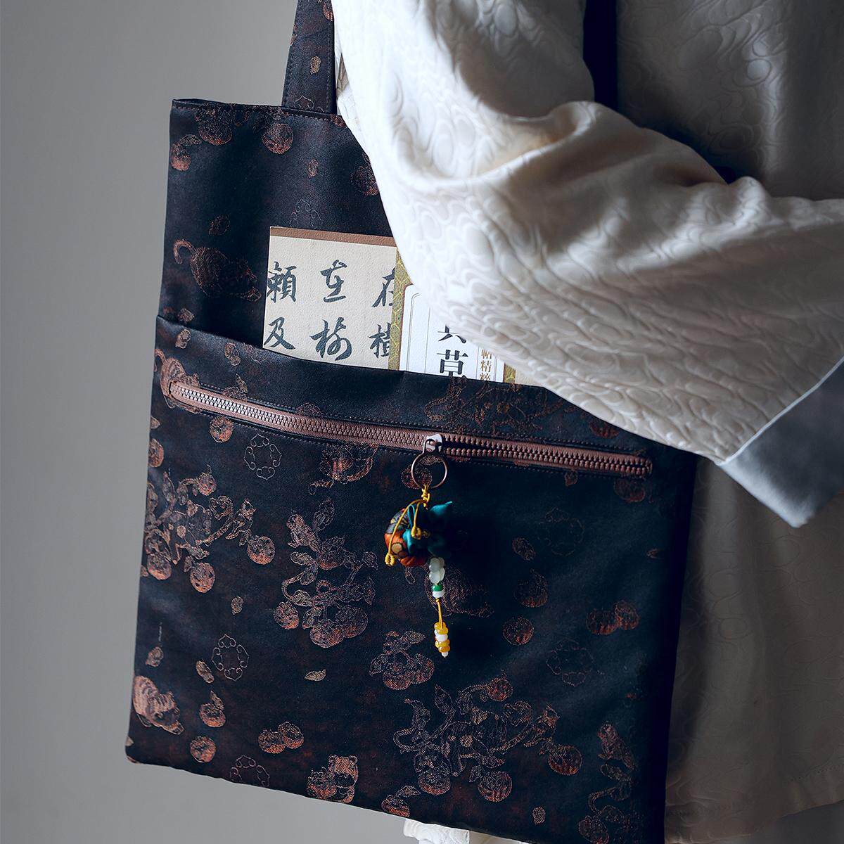 雅集手包大容量新中式国风香云纱送礼妈妈高颜值女手提包微喜手袋