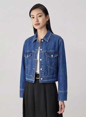 YAOLY姚领复古牛仔外套女短款百搭休闲翻852H32282