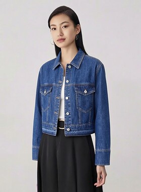 YAOLY姚领复古牛仔外套女短款百搭休闲翻852H32282