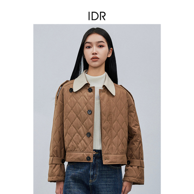 【航妈专享】姚领YAOLY棕色外套841M40028优雅风翻领开衫