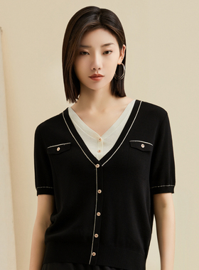 【航妈专享】姚领YAOLY夏黑色套头针织880K22481