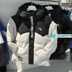 安踏儿童2025冬季新款男大童宽松版连帽篮球运动羽绒服352541902