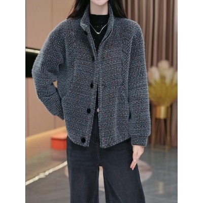 2025新款流行贵妃绒休闲网红设计师气质短款百搭冬季加厚宽松外套