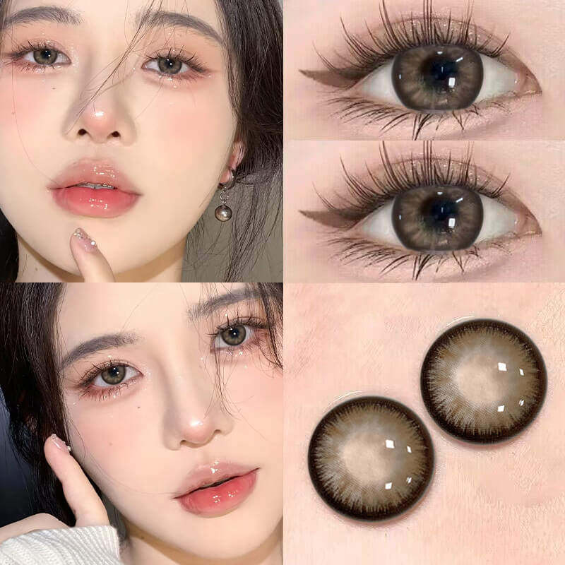 杏仁奶糖mini美瞳半年抛小直径亚裔混血棕色隐形眼镜一年抛正品TN