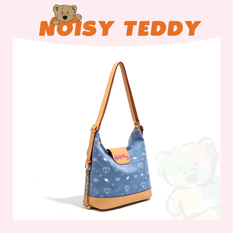 NOISY TEDDY嘻闹泰迪女士包包拼接牛仔腋下包女百搭大容量单肩包,箱包皮具/热销女包/男包,腋下包,淘宝优惠券,粉丝福利购,淘宝优惠卷