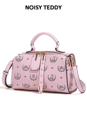 NOISY TEDDY嘻闹泰迪轻奢小众印花手提包女时尚单肩斜挎保龄球包