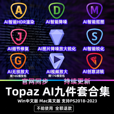 Topaz AI全家桶 视频图片变清晰AI智能调色锐化无损放大降噪修复