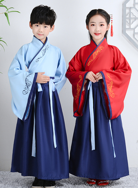 汉服男童国学服中国风古装书童服装三字经弟子规儿童演出服小学生