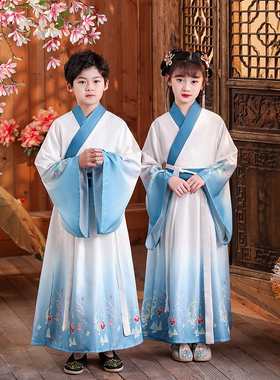 汉服男童国学服中国风古装书童服装三字经弟子规儿童演出服小学生