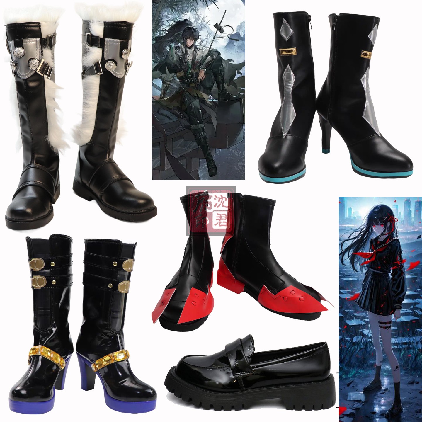 鸣潮cos鞋 嘉贝莉娜cosplay鞋子伤痕/仇远/千咲cos鞋动漫来图定制