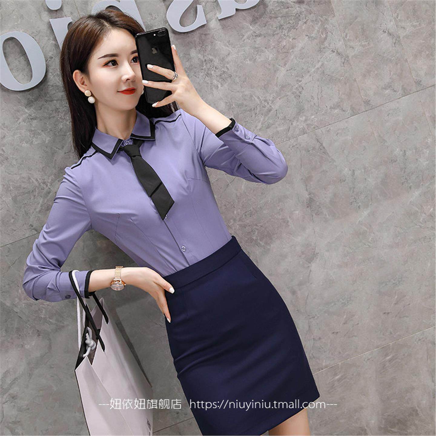 职业套装女正装工作服时尚气质大码衬衫女套裙珠宝店前台面试工装