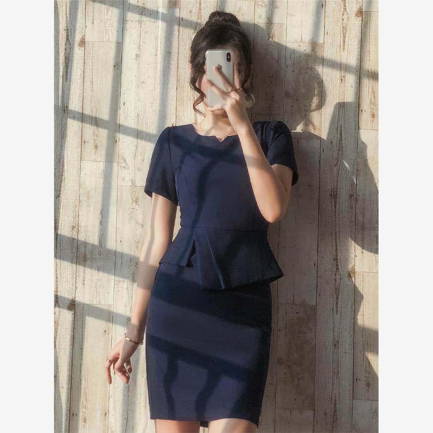 高端职业套装女时尚连衣裙气质洋气夏季珠宝店工作服酒店正装女裙