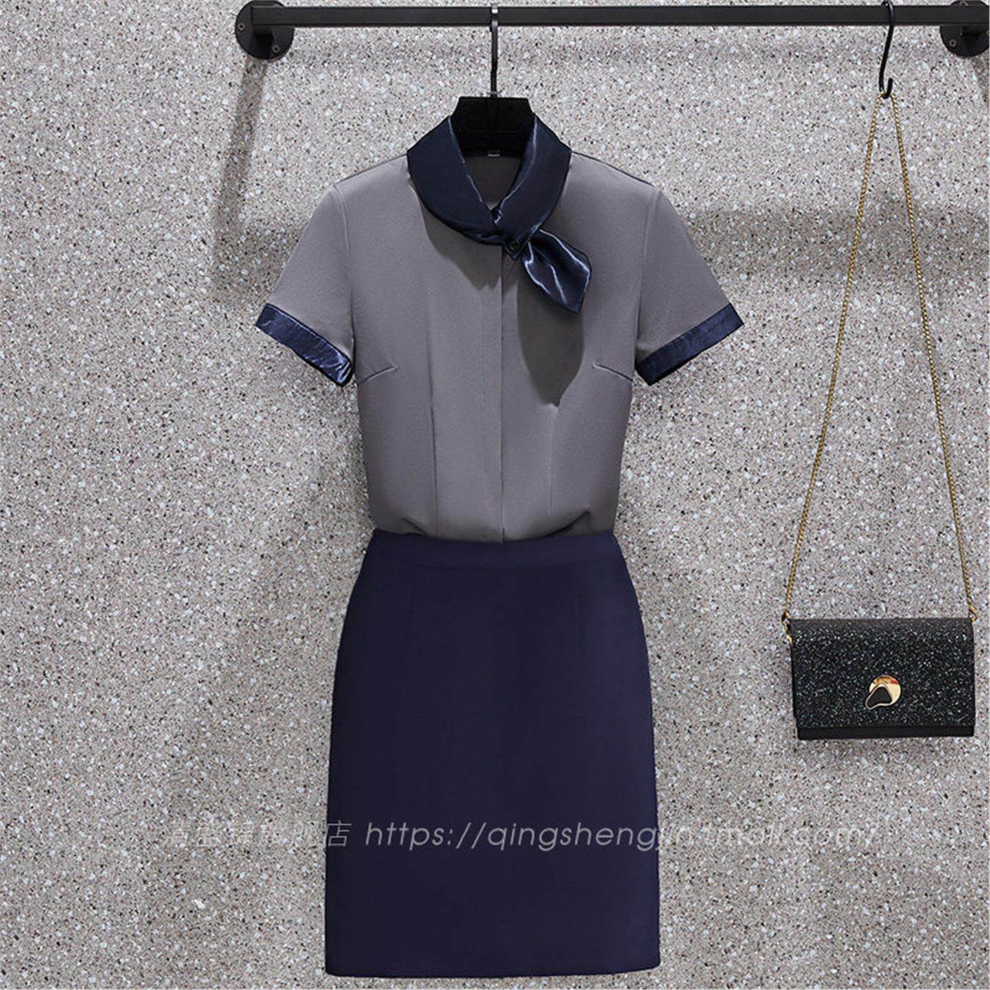 高端工作服白衬衫女职业套装美容院美容师酒店前台售楼部医美工装