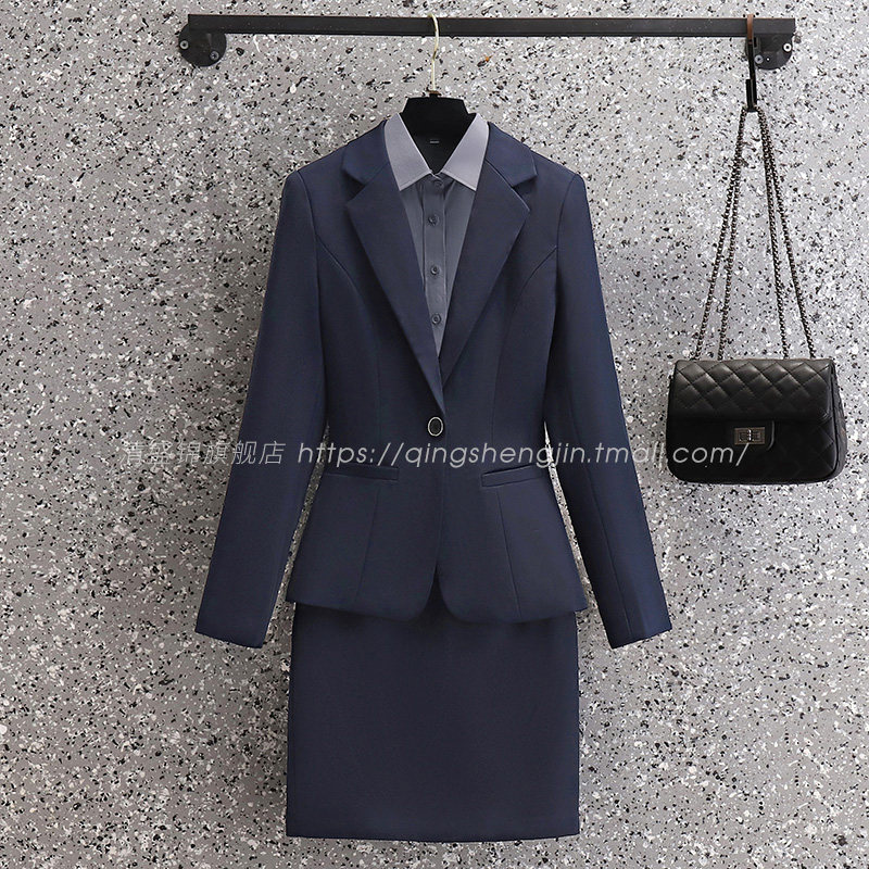 西装套装女酒店前台工作服OL通勤职业白衬衫商务银行4S店销售工装