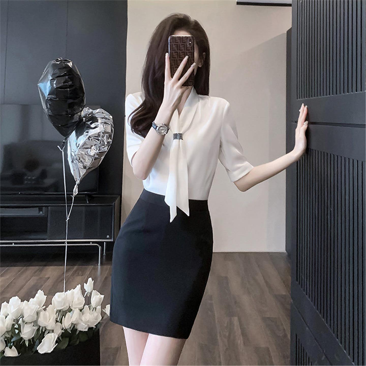 白衬衫职业套装女装2026新款夏季薄款工作服气质通勤衬衣接待制服