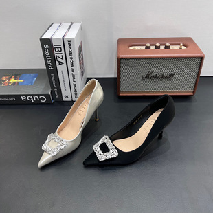 法式气质尖头软皮高跟鞋女2026春夏新款温柔风配裙子细跟单鞋女鞋