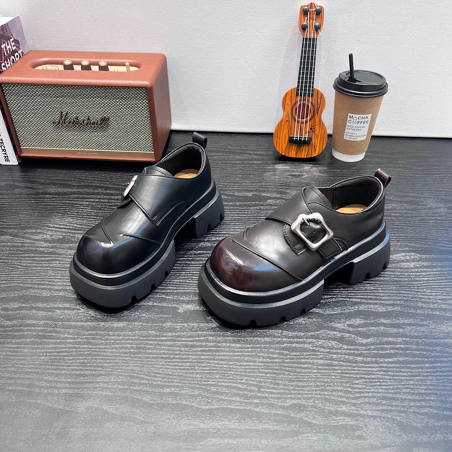 2025秋冬新款英伦风单鞋复古增高厚底德比乐福鞋女鞋洋气小皮鞋潮