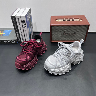 花式 女鞋 绑带厚底老爹鞋 超火运动休闲鞋 潮 女2026春新款 欧货炸街款